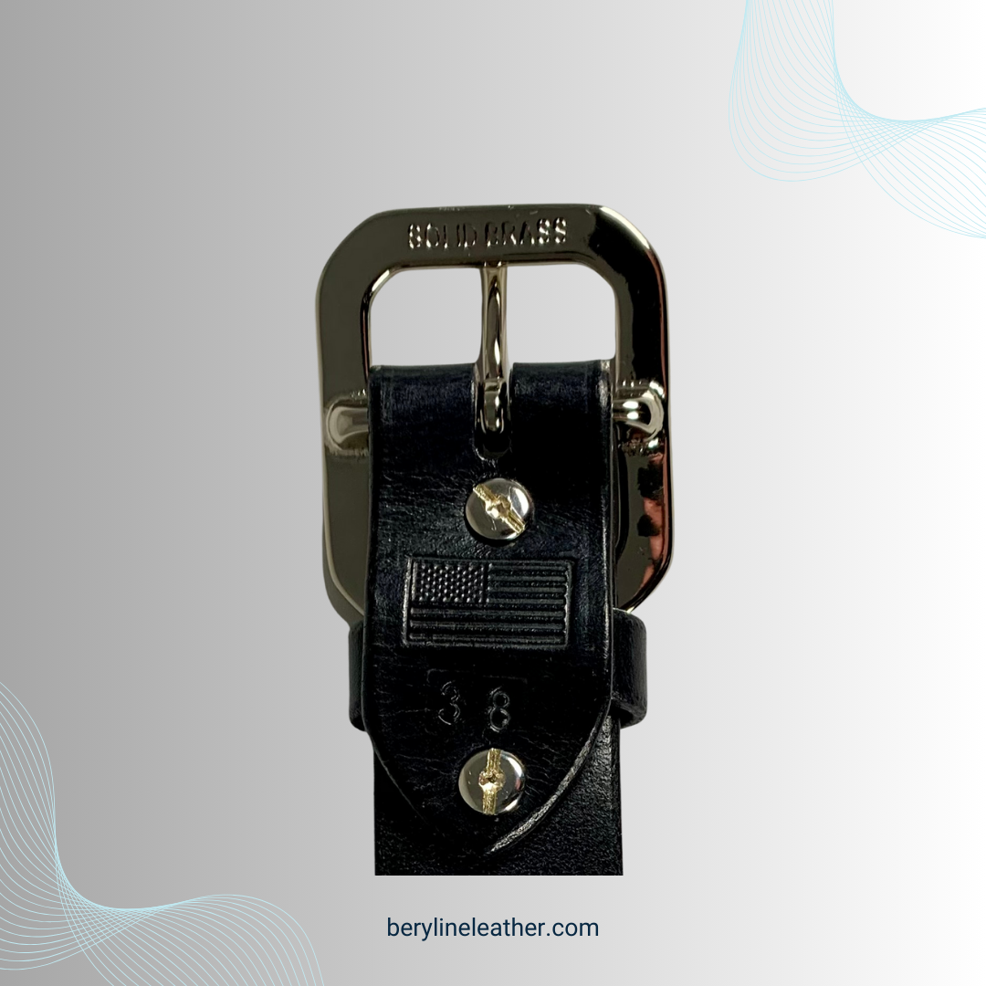Classic Black Leather Belt with Nickel Plated Brass Buckle