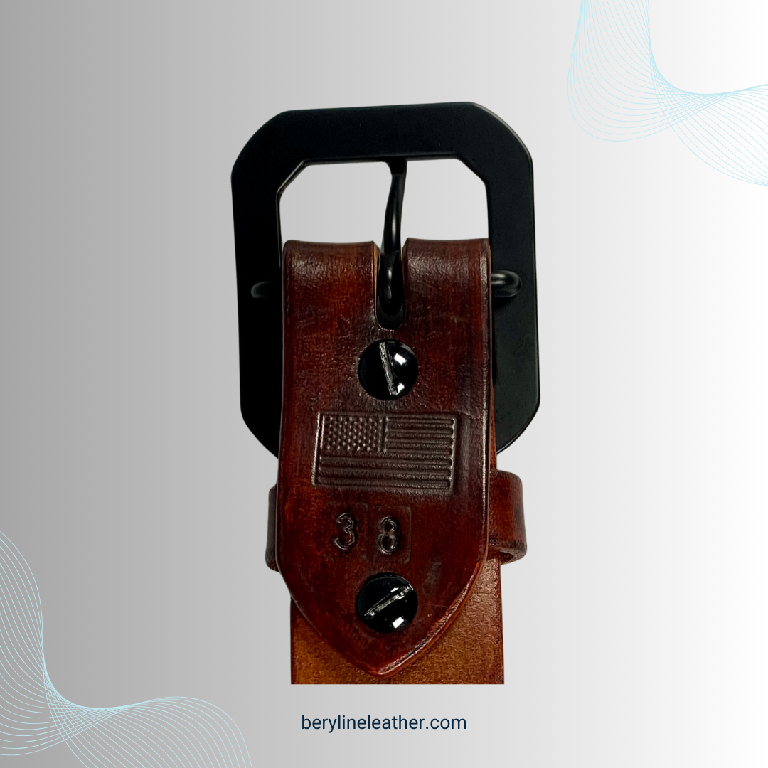 Classic Brown Leather Belt with Black Buckle