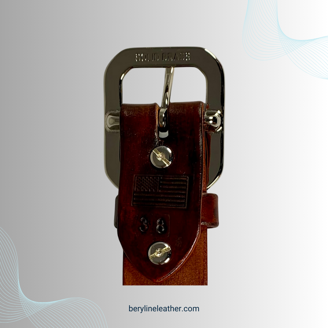 Classic Brown Leather Belt with Nickel Plated Brass Buckle