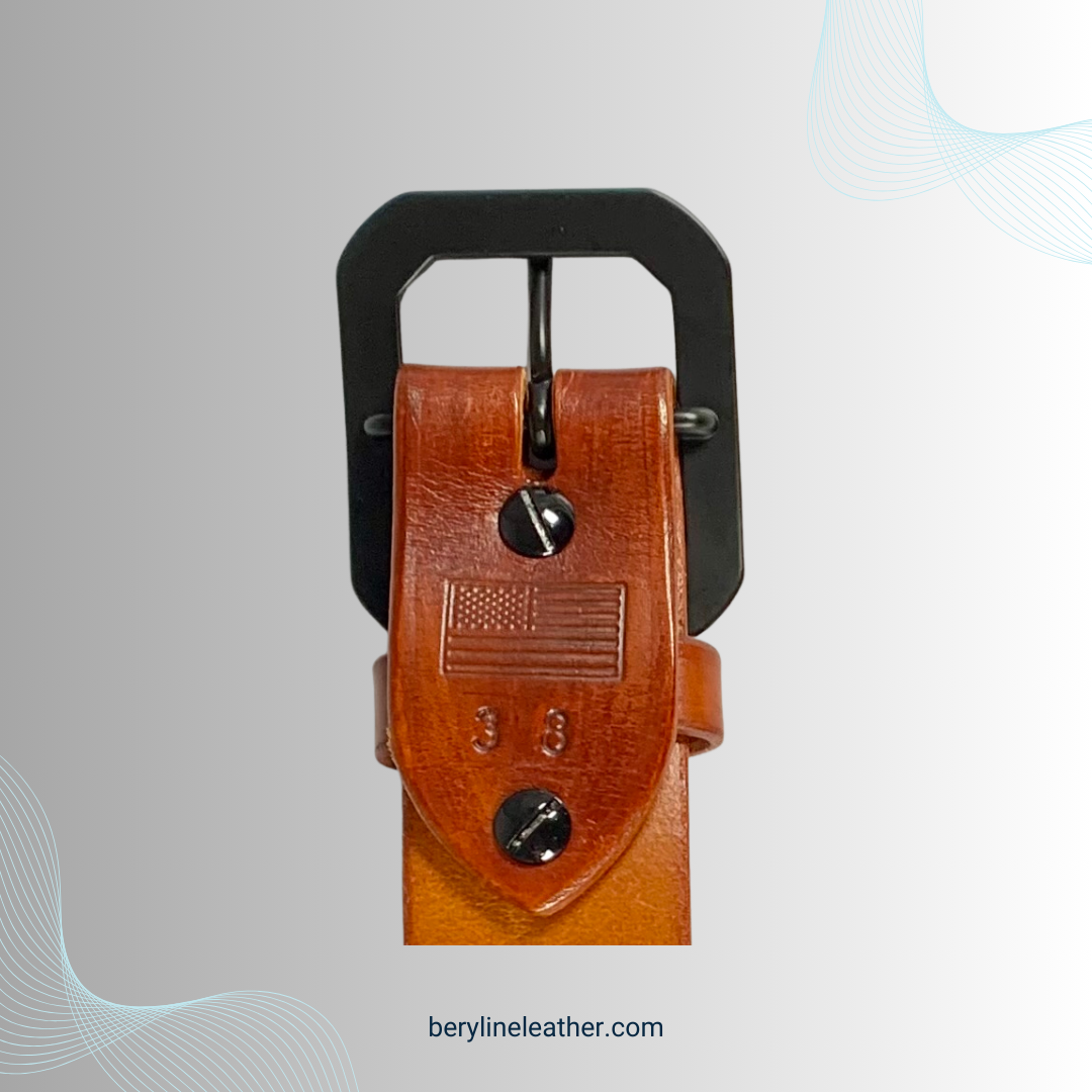 Classic Light Brown Leather Belt with Black Buckle