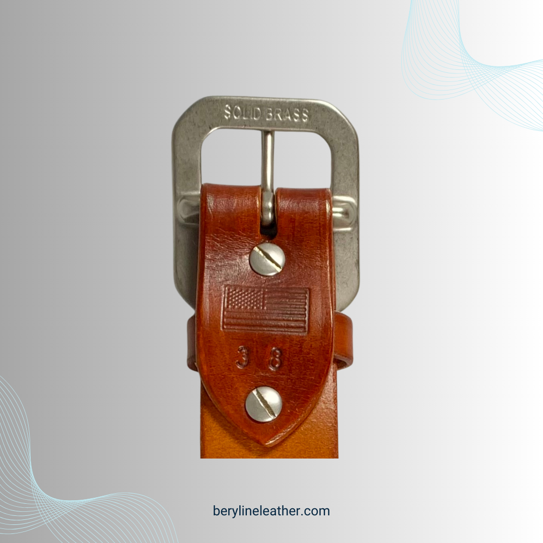 Classic Light Brown Leather Belt with Matte Nickel Brass Buckle