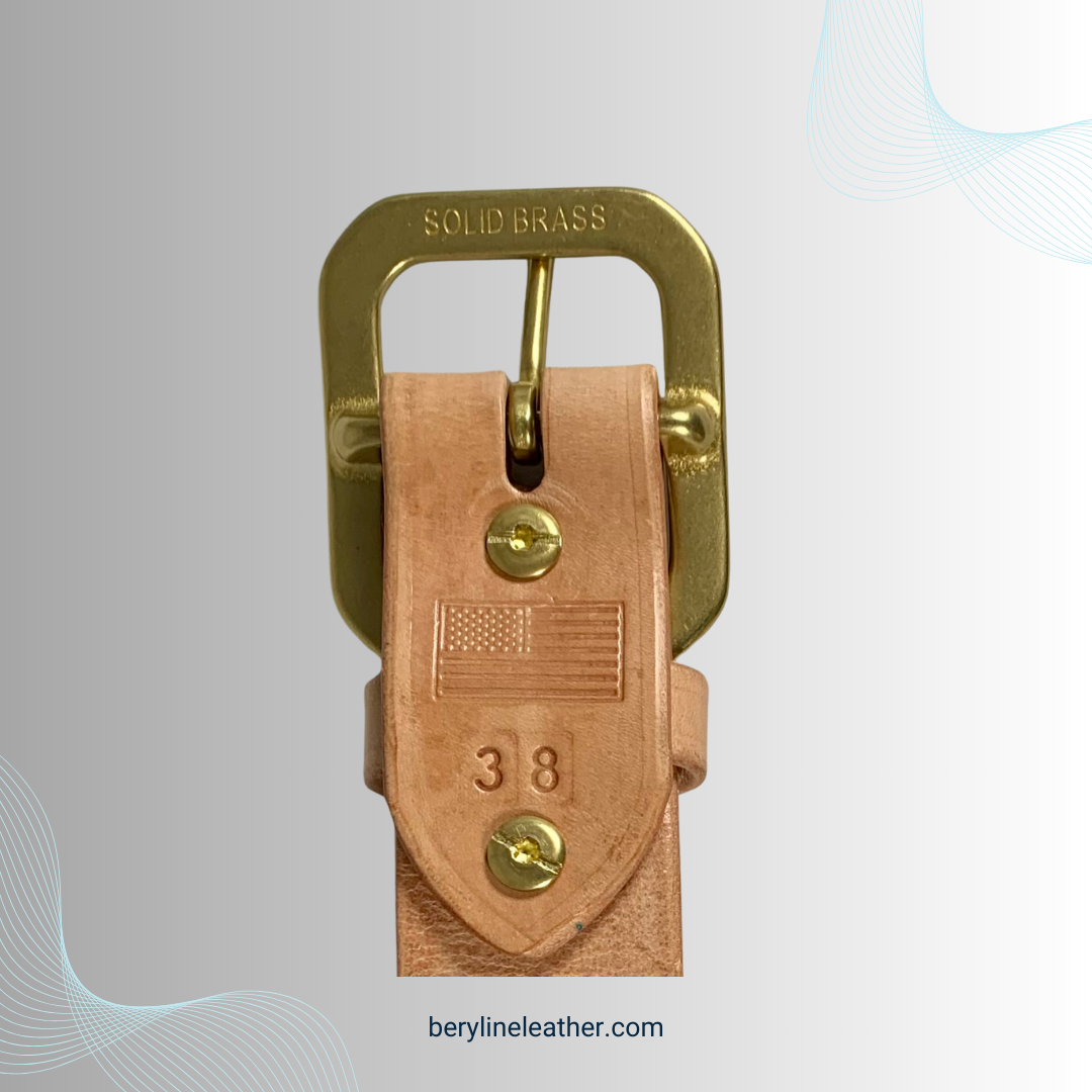 Classic Natural Leather Belt with Natural Brass Buckle