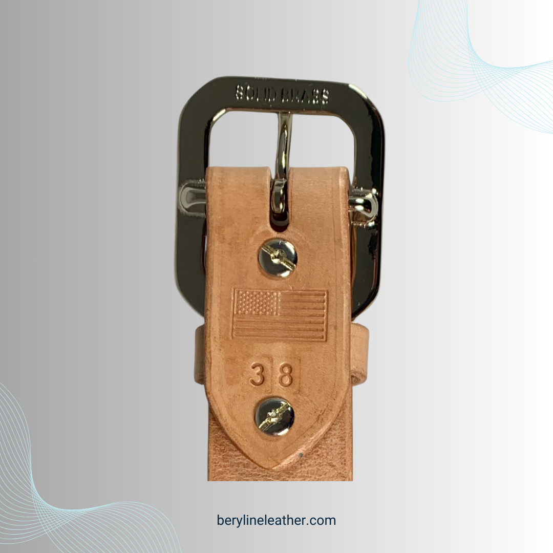 Classic Natural Leather Belt with Nickel Plated Brass Buckle