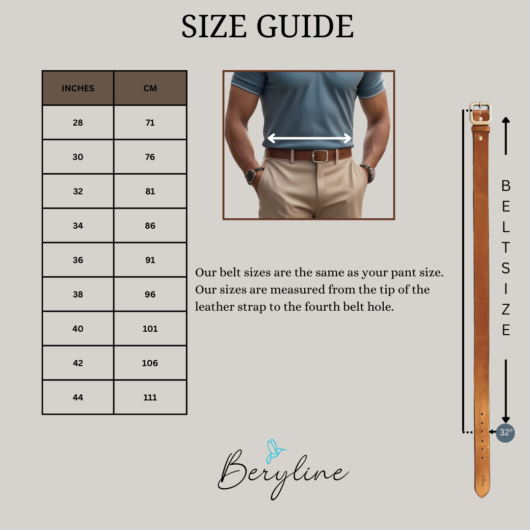Classic Brown Leather Belt with Nickel Plated Brass Buckle